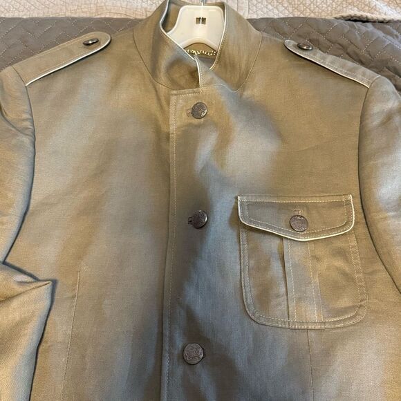 Men's Olive Green Military Safari Utility Jacket - Picture 5 of 13